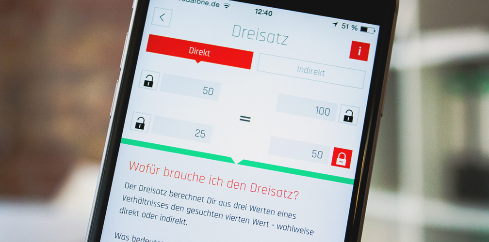 Smartphone Dreisatz Rechenknecht